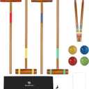 SpeedArmis 24In Croquet Set for 4 Players - Pine Wooden Mallets, Colored PE Ball, Wickets, End Stakes, Lawn Backyard Outdoor Game for Family (Portable Carry Bag Including)