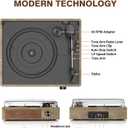 Bluetooth Vinyl Record Player,3-Speed Turntable with Stereo Speakers Vintage Phonograph Record Player, with RCA Line Out AUX in Headphone Jack Grey Wood