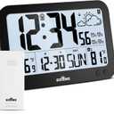 Atomic Clock,10" Digital Clock Large Display, Wall Clocks Battery Operated with Backlight, Wireless Outdoor Sensor, Alarm Clock Indoor Outdoor Temp, 4 Time Zones, Auto DST, Clock for Bedroom (Black)