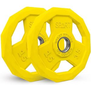 SPART Color Coded Weight Plate 2-Inch Rubber Coated Olympic Grip Plate for Barbell, Solid Cast Iron Weight Plates for Strength Training, Weightlifting, Crossfit, Home Gym, 2.5LB/5LB/10LB/25LB/35LB/45LB, Pair