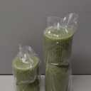 Olive Green Ribbed Flameless Pillar Candles with Remote, LED Candles Battery Operated Flickering Real Wax Set of 2