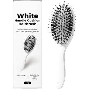 Boar Bristle Hair Brush - Viral World-Famous 5x Sold Out Paddle Brush - Smoother, Stronger, Shinier Hair with Nylon Bristles and Microsphere Massaging Tips, Curly Hair Brush (White)