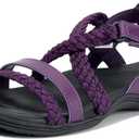 UBFEN Womens Hiking Sandal Sport Sandal Outdoor Comfortable with Adjustable Straps (6, Purple)