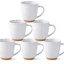 AmorArc 12oz Ceramic Coffee Mugs set of 6, Stylish Coffee Mugs with Rustic Terracotta Underside for Man, Woman, Dad, Mom, Suitable for Latte/Cappuccino/Milk/Cocoa. Dishwasher&Microwave Safe, White