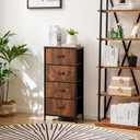 Sweetcrispy 4 Drawer Dresser, Fabric Storage Tower Organizer with Sturdy Steel Frame and Wood Top, Easy Pull Handles, for Bedroom, Closet, Entryway, Hallway, Brown, 17.7"D x 11.8"W x 37"H