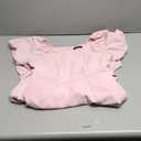 SAMPEEL Women's Summer Dresses Square Neck Puff Sleeve Tie Waist Short Dress (X-Small, Pink)