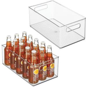 iDesign Stackable Fridge Bin, Set of 2, Clear | Kitchen Storage Bin, For Pantry, Cabinets, or Fridge