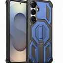 for Galaxy S25 FE Magnetic Case with Screen Protectors, Blue | Compatible with MagSafe, Concealed Kickstand, 2 Pack Screen Protectors, Military Grade, Double Layer, Shockproof Protection