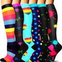 SunFeeling 6 Pairs Compression Socks for Women & Men Circulation - Best Support for Nurses,Running,Athletic,Sports (Large-X-Large)