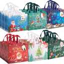 ZUIYIN 13" Large Christmas Gift Bags 18 Pack - with Gift Tags - Reusable Non-Woven Christmas Gift Bags with Handles for Holiday Xmas Party Gifts Wrapping Shopping (12.6"9.8"6.7") (Deep blue, White)