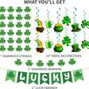 31Pcs St Patricks Day Decorations Pre-Assembled Shamrock Lucky Banner Garlands Clover Hanging Swirls Irish Decor for Home Saint Patrick Party Supplies