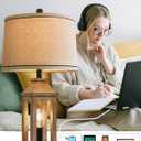 23.75" Farmhouse Table Lamps USB A+C Charging Ports 3-Way Dimmable Touch Control Lamp Nightlight Vintage Modern Lamp for Living Room Bedroom with 2 Light Sources (Wood)