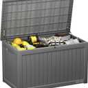 EAST OAK Outdoor Storage Box, 230 Gallon Deck Box Lockable Large Outdoor Container for Patio Furniture Cushions, Garden Tools Accessories, Waterproof and UV Resistant, Grey