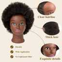 100% Human Hair Afro Curly Black Mannequin Head for Braiding, Cosmetology Training Mannequin Head with Stand for Hair Styling