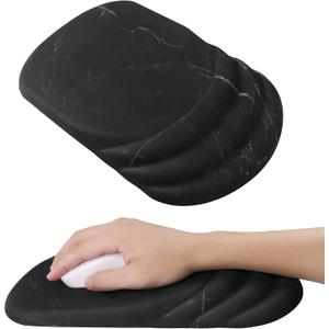 Mouse Pad Wrist Wrist Rest, Comfortable Memory Foam Wrist Rest, Non-Slip PU Base, Ergonomic Wrist Support and Arm Rests for Gaming, Office, Computer Use, Relieve Typing Pain Black Marble