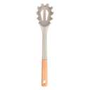 Silicone Pasta Fork, Kitchen Heat Resistant Noodle Spoon Server, BPA Free Spaghetti Strainer, 12.8 inch (Khaki)