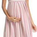 BBHoping Womens Casual Striped Maternity Dress Short Knee Length Pregnancy Clothes for Baby Shower (X-Large, A-dark Pink White Stripe)