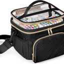 Marker Organizer Case for 100 Markers, Marker Storage Organizer Bag with Divider and Shoulder Strap, Marker Travel Carrying Case with 3 Pockets, Black (Patented Design)