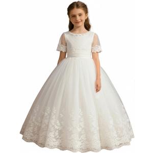Flower Girl Dress for Wedding Lace First Communion Formal Dresses Kids Birthday Party Pageant Ball Gown