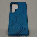 Korecase for Samsung Galaxy S25 Ultra Wallet Case with Card Holder,Flower Back Flip Protective Phone Case Cover for Samsung Galaxy S25 Ultra,Blue