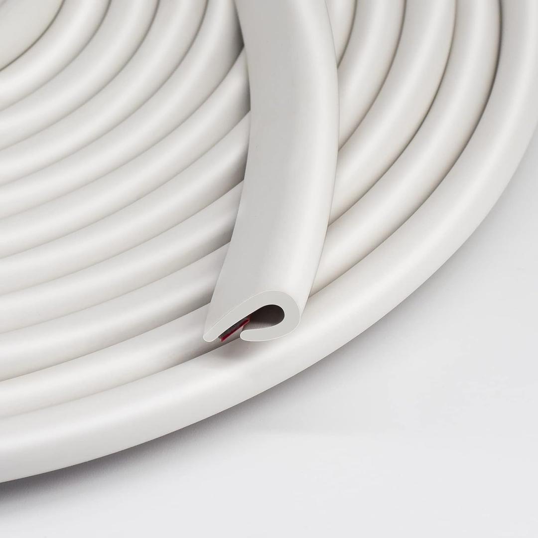 Edge Trim-Rubber U Channel Length with self-Adhesive Design for car Doors, Table Corners, etc (19.7FEET, White)