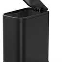 Cesun Small Bathroom Trash Can with Lid Soft Close, Step Pedal, 5 Liter / 1.3 Gallon Stainless Steel Garbage Can with Removable Inner Bucket, Waste Basket for Bathroom, Bedroom (Black)