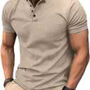 Men's Short Sleeve Henley Shirt - Premium Fitted for Men - Comfortable Casual Daily Wear (M)