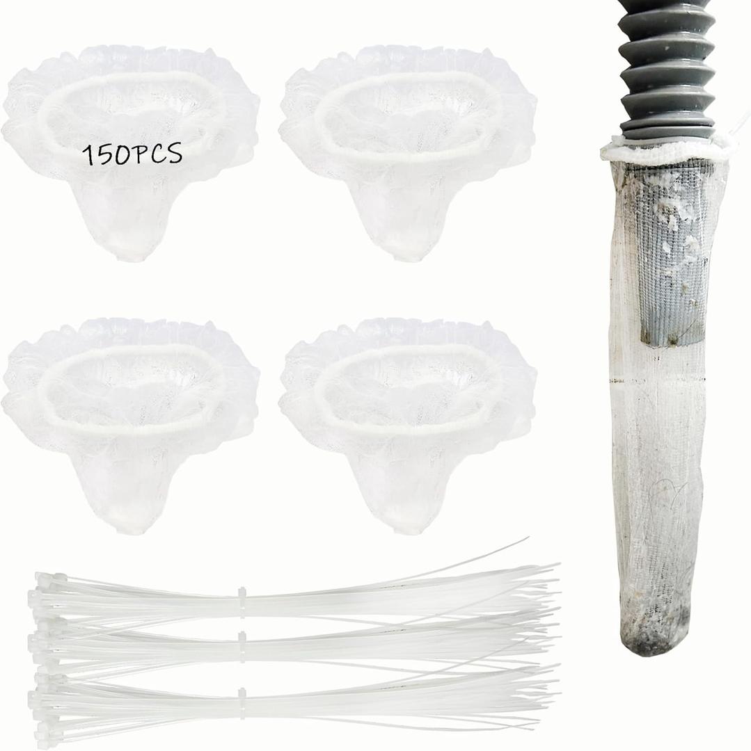 150 Pack Lint Traps for Washing Machine Hose - Washer Hose Lint Catcher Laundry Hair Catcher Includes 150 Nylon Mesh Lint Traps and 150 Cable Ties Fits Most Washing Machine (Disposable)