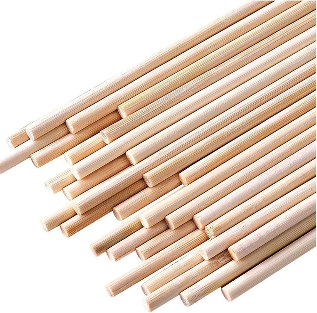 HOPELF 100PCS Dowel Rods Wood Sticks Wooden Dowel Rods - 1/4 x 36 Inch Bamboo Sticks - for Crafts，Hardwood Dowel Rod Assortment，Wooden Rod Sticks Doweling Rods, DIYers.