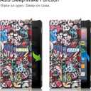 for Amazon Kindle All New Fire 7 SR043KL 7th/9th Generation Smart Cover,Ultra Slim Folio Stand Leather Case Cover with Auto Sleep/Wake Up for Kindle Fire HD7 7" (2017/2019 Release) (Graffiti)