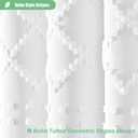 Dynamene Stall Fabric Shower Curtain, 36x72 inch Half Boho Tufted Geometric Striped Small Cloth Shower Curtains for Bathroom, Narrow Thick Waterproof Polyester Shower Curtain Set with 6 Hooks, White