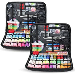 YMKWZ 206 Pcs Sewing Kit with Storage Bag Complete Needle and Thread Kit Basic Sewing Starter Set Portable Sewing Repair Kit Hand Beginner Sewing Kit DIY Sewing Supplies for Adults (2pack)