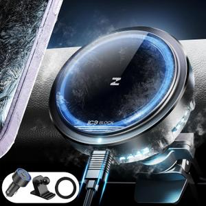 ZEEHOO [Ice Cooling Charging] Compatible with Mag-Safe Car Charger,15W ICEBLOCK Magnetic Wireless Car Charger Mount, Hands Free Car Mount Holder for iPhone 15 14 13 12 Pro Max Plus Mini Mag-Safe Case