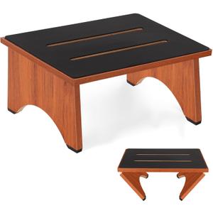 Step Stool Foldable, Wooden Step Stool with Non-Slip Rubber Stepping Feet, Folding Platform Step Stools for Adults Seniors in Kitchen, Home, Bedroom, Office, Rv, Easy to Carry,450 LBS Capacity (Brown)