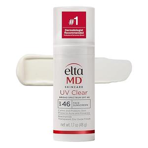 EltaMD UV Clear Face Sunscreen SPF 46, Oil Free for Face with Zinc Oxide, Dermatologist Recommended Sunscreen Lotion, For AcneProne Sensitive Skin, 1.7 oz Pump