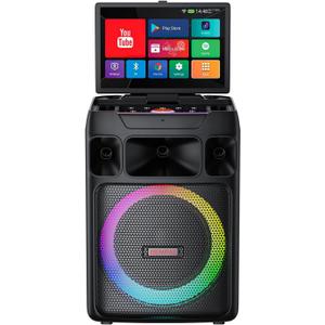 Portable Karaoke Machine with 14 Inch Touch Screen & Lyrics Display, Professional Bass Sound for Home Parties, Outdoor Events, Karaoke Nights - Perfect for Adults, Kids, Singers & Music Lover