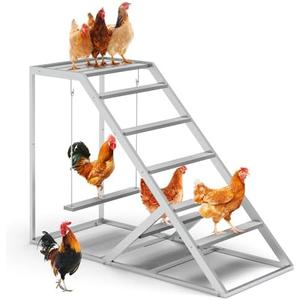 Chicken Perch Swing for Coop – Wooden Hanging Roosting Bar & Climbing | Chicken Perch for Hens & Chicks | Chicken Coop Accessories for Exercise, Pecking & Balance Training,Grey