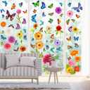 11 x Spring Window Flower Clings, 83Pcs Colorful Flower Butterfly Anti-Collision Window Decals, Double Side Window Sticker Decorations for Baby Shower Decoration Party Supplies