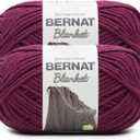 Bernat Blanket BB Burgundy Plum Yarn - 2 Pack of 300g/10.5 oz - 100% Polyester - #6 Super Bulky - 220 Yards - Knitting/Crochet