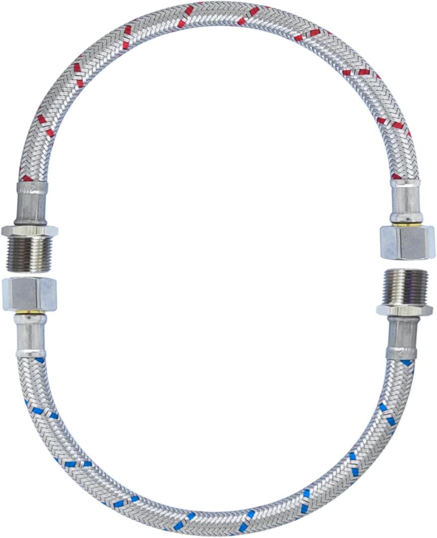 Faucet Water Supply Lines Extension, 10 Inch, 2-Pack cUPC 3/8" Male to Female Faucet Hose Extender for Bathroom Kitchen, Braided Stainless Steel (Red/Blue)