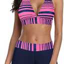 Century Star Women Two Piece Swimsuit with Boy Shorts - Modest Swimming Suits High Waisted Bathing Suits Bikini Set, M