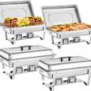 Chafing Dishes for Buffet 4 Pack, 9 Quart Stainless Steel Chafing Dish Buffet Set with Folding Frame, Food Warmers for Parties, Catering Supplies, Banquets, and Weddings