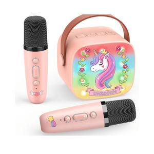 Unicorn Karaoke Microphone Machine Toys: Colorful LED Portable Bluetooth Speaker with 2 Wireless Mics Toys for 4 5 6 7 8 9 Years Old Girls Kids Christmas Birthday Gifts Stocking Stuffers for Grandkids