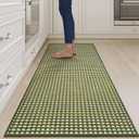 YDKGL Long Kitchen Runner Rugs Kitchen Mat Non Slip Washable, Super Absorbent Soft Chenille Braided Kitchen Mats for Floor, Rubber Backing Kitchen Floor Sink Standing Mat, Easy Clean, Green 24"x71"