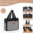 Large Women Lunch Bags for Work/Insulated Adult Lunch Box for Women/Leakproof Cooler Lunch Tote Bag with Storage Pocket. Reusable Lunch Cooler Purse for Work Picnic Hiking 12L, Black Stripes