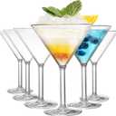Yopay Set of 6 Unbreakable Martini Glasses, 10 Ounce Plastic Cocktail Glasses for Whiskey, Margarita, Manhattan, Holiday, Party, Reusable, Break Resistant, Clear Polycarbonate Glassware