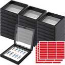 meekoo 30 Pcs Press on Nail Packaging Box with 90 Pcs Adhesive Double Sided Tape Artificial Nail Display Case Storage Container Box Acrylic Packaging Organizer for Art Home Salon(Black)