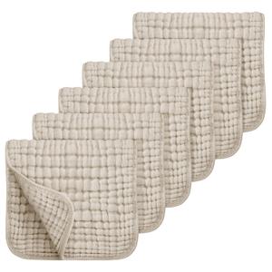 Looxii 100% Cotton Muslin Burp Cloths Large 20''x10'' Extra Soft and Absorbent 6 Pack Baby Burping Cloth for Boys and Girls (Apricot)