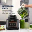 Oster Extreme Mix Blender, 64oz Glass Jar, 3 iBlend Preset Functions, 1600-Watts, 10-Point Blade Stack with Titanium Coating & 24oz Blend-N-Go Cup