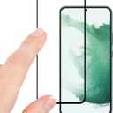 [2 Pack Tempered Glass Screen Protector Frontier Protective Protector for Samsung Galaxy S22 2022 Black with Fingerprint Sensor